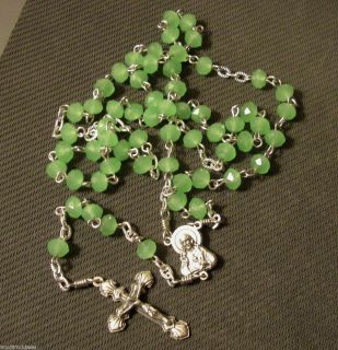 Light Green Jade rosary catholic handmade Jesus prayer beads holy Mary