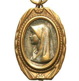 Unusual Beautiful Antique Medal Pendant to Holy Virgin Mary