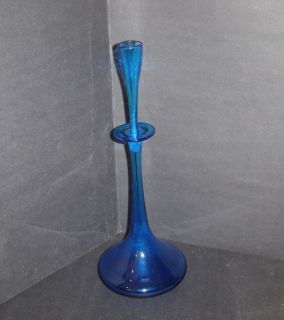 Blenko 6027 Pencil Neck Shot Glass Decanter Bottle Turquoise Blue