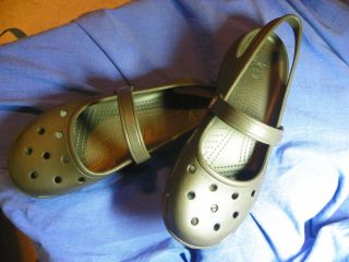 Crocs Shayna Womens Brown Mary Jane Mules Clogs Sandals Shoes