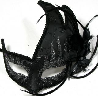 Black Feather Masquerade Ball Party Mask 7015