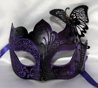 Elegant mask masquerade mask butterfly purple black venetian mask