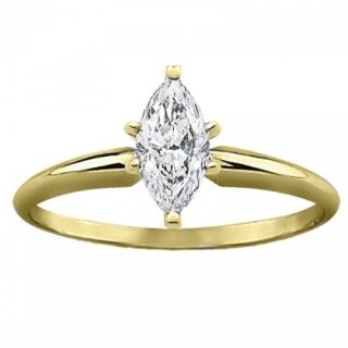 14k Solid Yellow Gold 1 Carat Genuine Marquise Diamond Solitaire