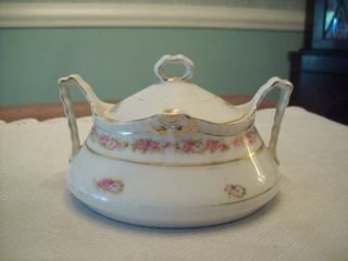 Germany Hohenzollern China Sugar Bowl with Lid Floral Pattern Vintage