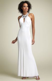 Mary L Couture Dazzling White Halter Evening Dress Gown 8 New