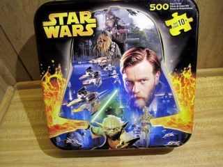 Star Wars 500 PC Puzzle MB Puzzle in Tin Box Double Sided Two Pictures