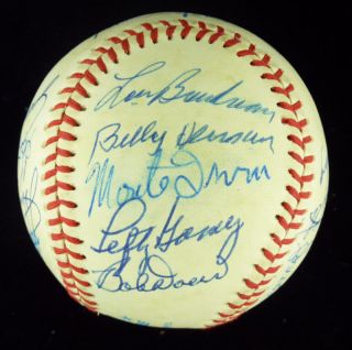HOF Members Signed Baseball Lefty Gomez Johnny Mize Early Wynn