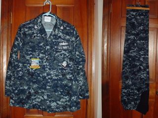 Navy Blue Digital Camouflage Maternity Working Uniform