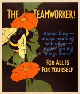 The Teamworker 1929 Mather Motivational Poster 24x28
