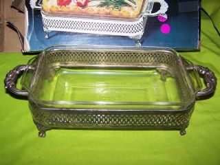 Anchor Hocking 1 Qt Casserole With Leonard Silverplated Server