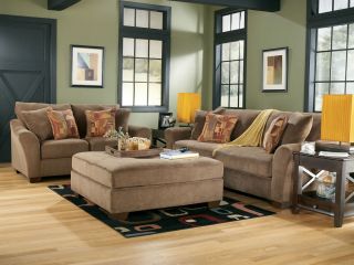 COURTNEY   CONTEMPORARY BROWN MICROFIBER LIVING ROOM SOFA COUCH SET