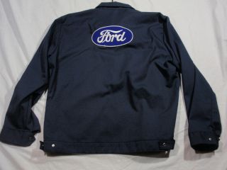 VTG 60s Ford Plant Mechanic Work Wear Jacket Mens Large Blue TALON
