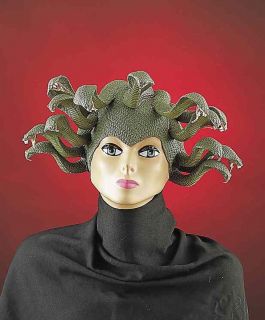 Medusa Snake Hair Headpiece Latex Green Gorgon Myths Hat Costume