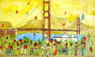 Original Painting Signed Susan Pear Meisel Golden Gate