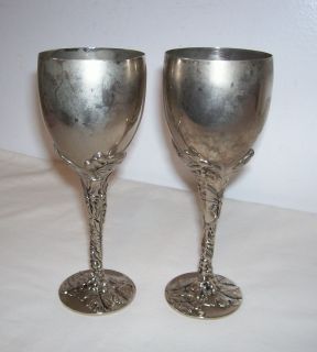 Vintage Godinger Silverplate Grape Leaf Wine Goblets