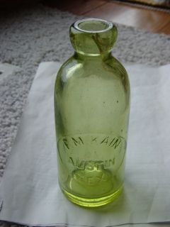 1880s YELLOW GREEN CAIN Austin TEXAS Tex TX Hutch HUTCHINSON soda pop