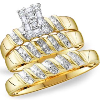 Ladies Mens Diamond Wedding Rings Engagement Set Gold