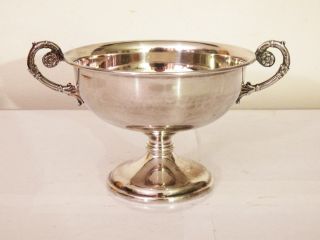 Vintage Silverplate Engraved Antique Candy Dish Cup Goblet Handled