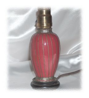 Old Cranberry Pink Glass Brass Table Lamp