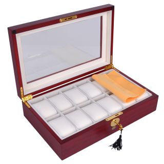 Glass Top Watch Display Case Jewelry Box Collector Mens Gift