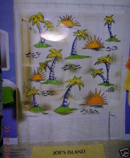 Palm Tree Island Tropical Sunrise Vinyl Shower Curtain