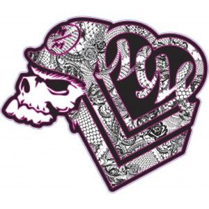 Metal Mulisha 6 inch Maiden Sticker Lace Hearts Skull Girls Pink Black
