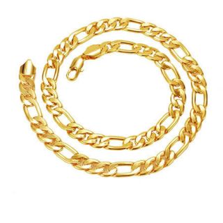 Noble Mens 24K Solid Yellow Gold Filled Fine Necklace Long Chain