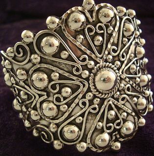 Taxco Mexican Sterling Silver Beaded Bead Cuff Bracelet Mexico