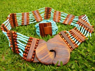 Huichol Beaded Belt Bracelet Turquoise Mexican Ethnic Jewelry