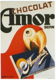 Original Vintage Poster Chocolat Amor Parrot Merz 1934