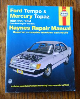REPAIR MANUAL FORD TEMPO & MERCURY TOPAZ 1984 1994 Gas engine models