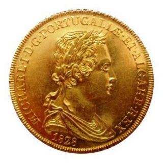 JCR M Portugal D Michael I 3 200 Reis 1828 Gold UNC RARE