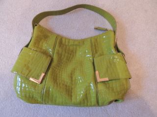 Michael Kors Green Patent Leather Croc Handbag Purse Super Cute
