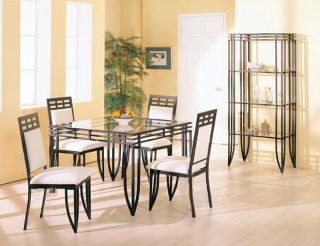 Matrix Square Black Metal Dining Table Set w 4 Chairs