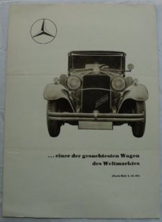 Mercedes Benz 1930 Nurburg Sepia Brochure German Text