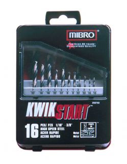 Mibro 16pc Metal Index Drill Bit Set 259760 Kwik Start