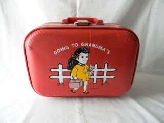 VINTAGE TROJAN LUGGAGE CHILDS CHILDRENS HARD SHELL SUITCASE GOING TO