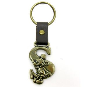 Disney Mickey Mouse Brass Key Ring Key Chain Letter S
