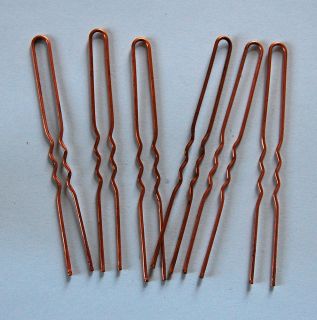Vintage 6 Antique Copper Metal Hair Combs Forks Pins 3 Inches