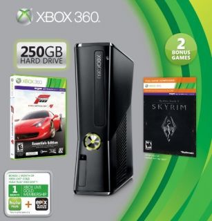 New Microsoft Xbox 360 Slim Console 250 GB Holiday Bundle w/ Skyrim