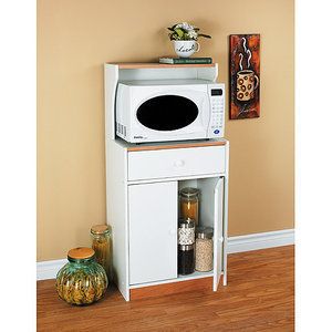 Mainstays Microwave Cart with Drawer White New Retail $189 99