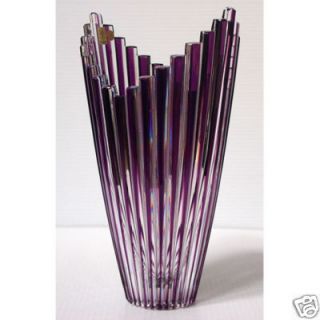 Caesar Crystal Mikado Vase Purple Czech Bohemiae Cased
