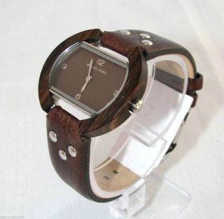 MICHAEL KORS BROWN LEATHER STRAP WOOD BEZEL BROWN DIAL WOMENS WATCH