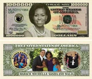 Michelle Obama One Million Dollars Bill Notes 2 for $1