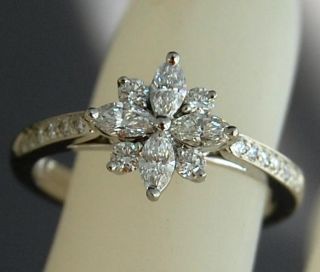 Estate Tiffany Co Victoria Collection Floral Diamond Platinum Ring
