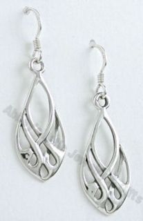 Teardrop Celtic Knot Dangle Earrings Sterling Silver