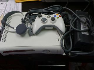 Microsoft Xbox 360 AS IS with 20gb Hard drive, controller, headset