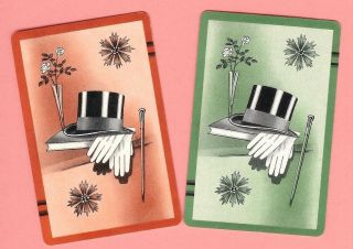 Pair of Vintage Swap Playing Cards • Tophat Cane