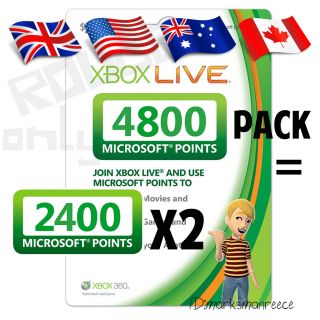  MICROSOFT POINTS CARD AU USA CAD EU Xbox Live 360 Worldwide 4000