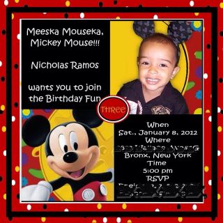 Mickey Mouse Clubhouse Birthday Party Custom Invitation Digital File